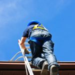 roofer climbing ladder